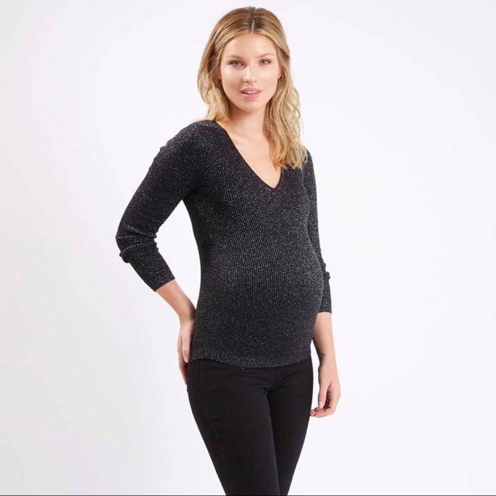 topshop maternity ribbed shimmer long sleeve top